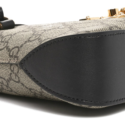 Gucci GG Supreme Monogram Calfskin Small Padlock Chain Shoulder Bag Beige Ebony Black 9 of 10