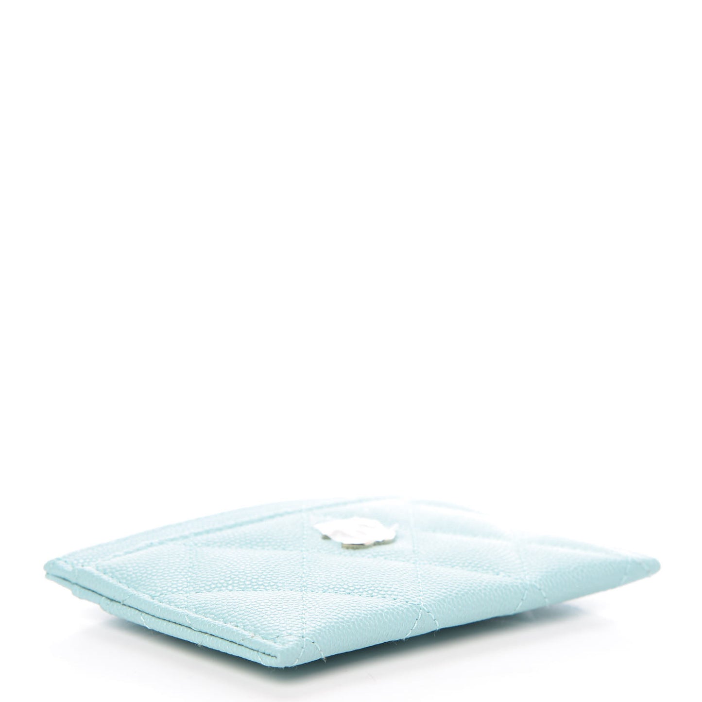 Caviar Quilted Card Holder Light Blue