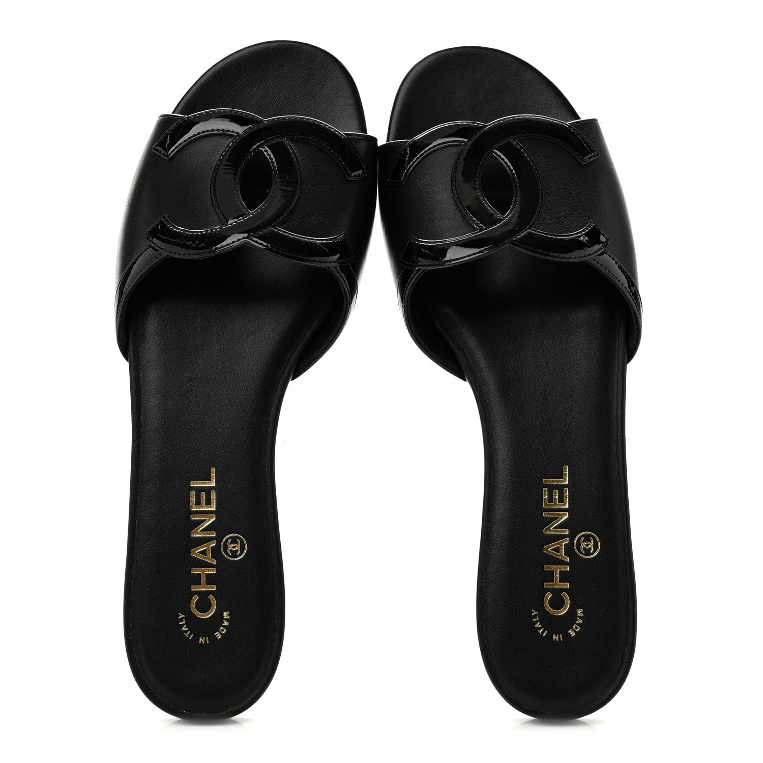 Chanel Lambskin Patent Calfskin CC Cutout Mules 40.5 Black 2 of 11