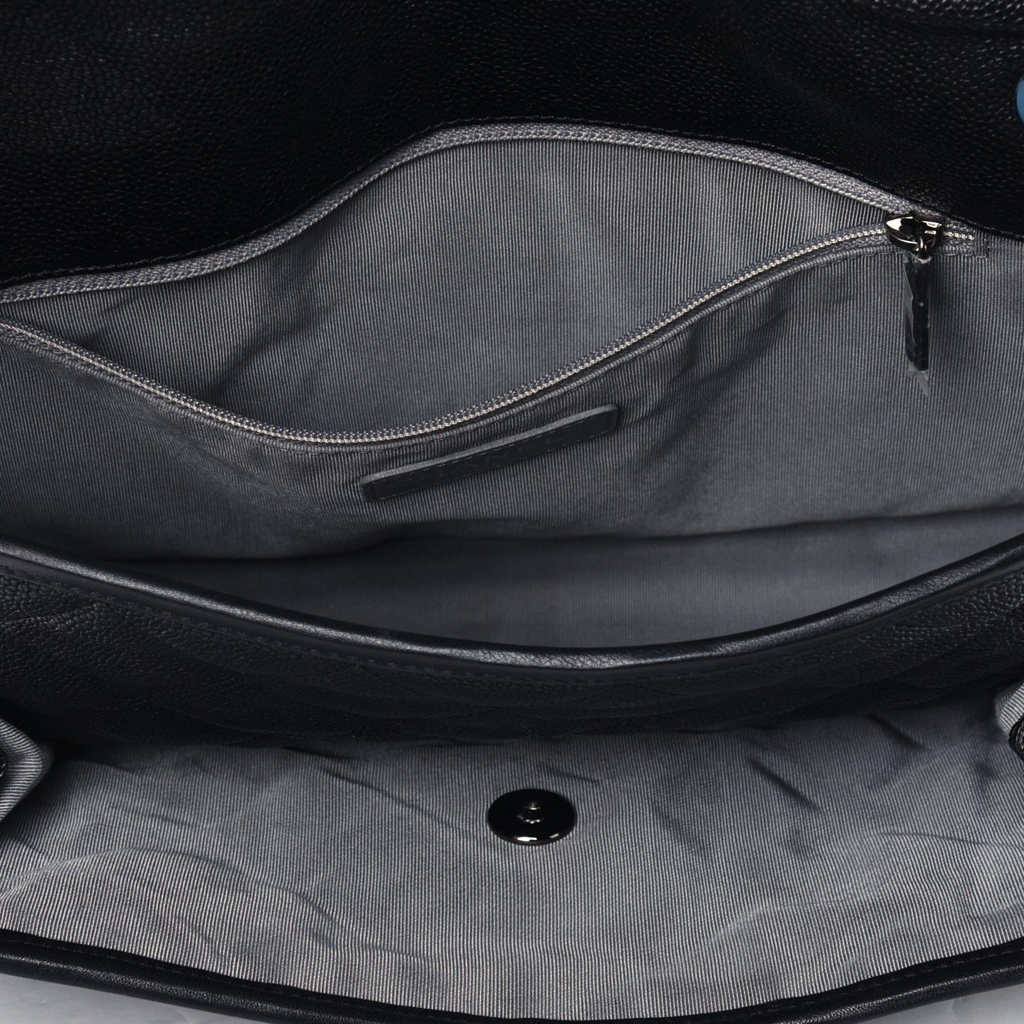 Caviar Quilted Large French Riviera Flap Black