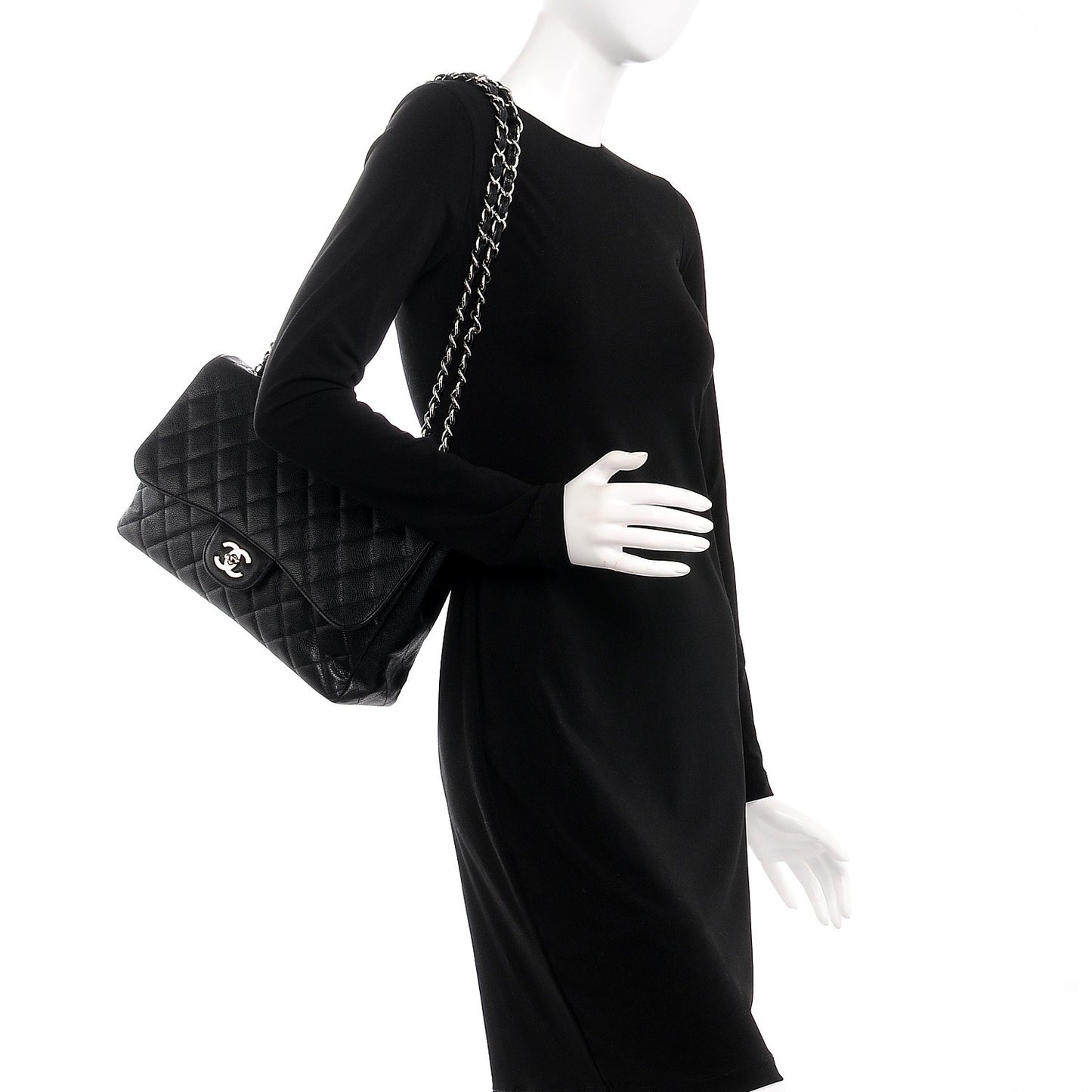 Caviar Quilted Jumbo Single Flap Black