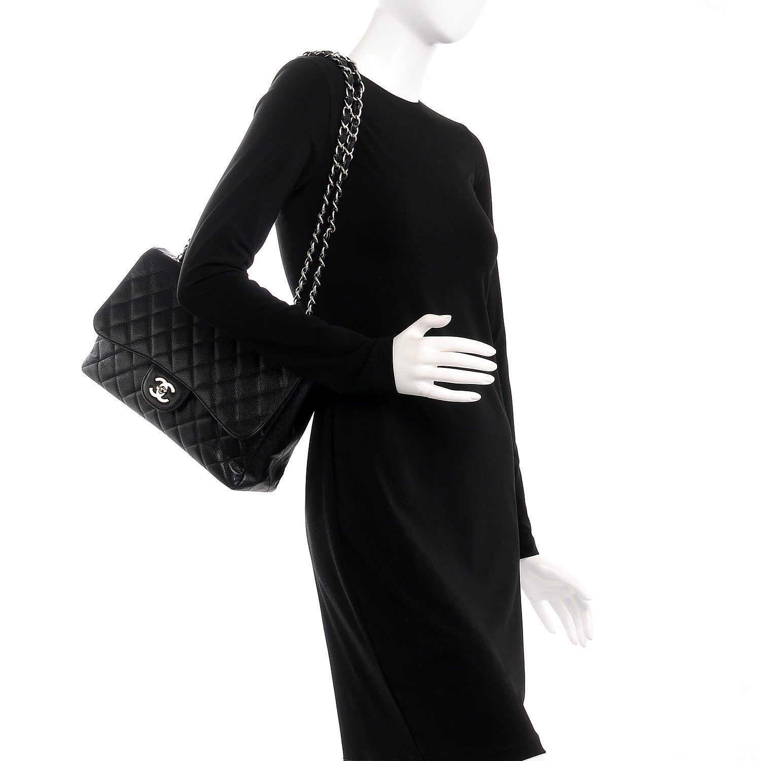 Chanel Caviar Quilted Jumbo Single Flap Black 2 of 7