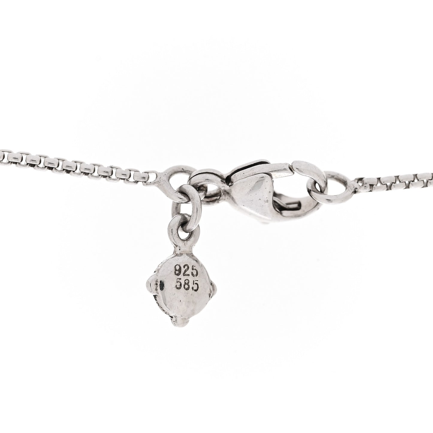 Sterling Silver 14K White Gold Diamond Crossover Circle Pendant Necklace