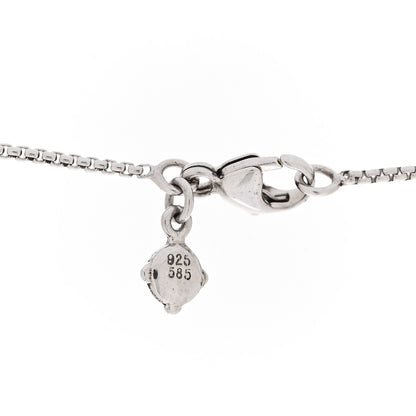 David Yurman Sterling Silver 14K White Gold Diamond Crossover Circle Pendant Necklace 5 of 6