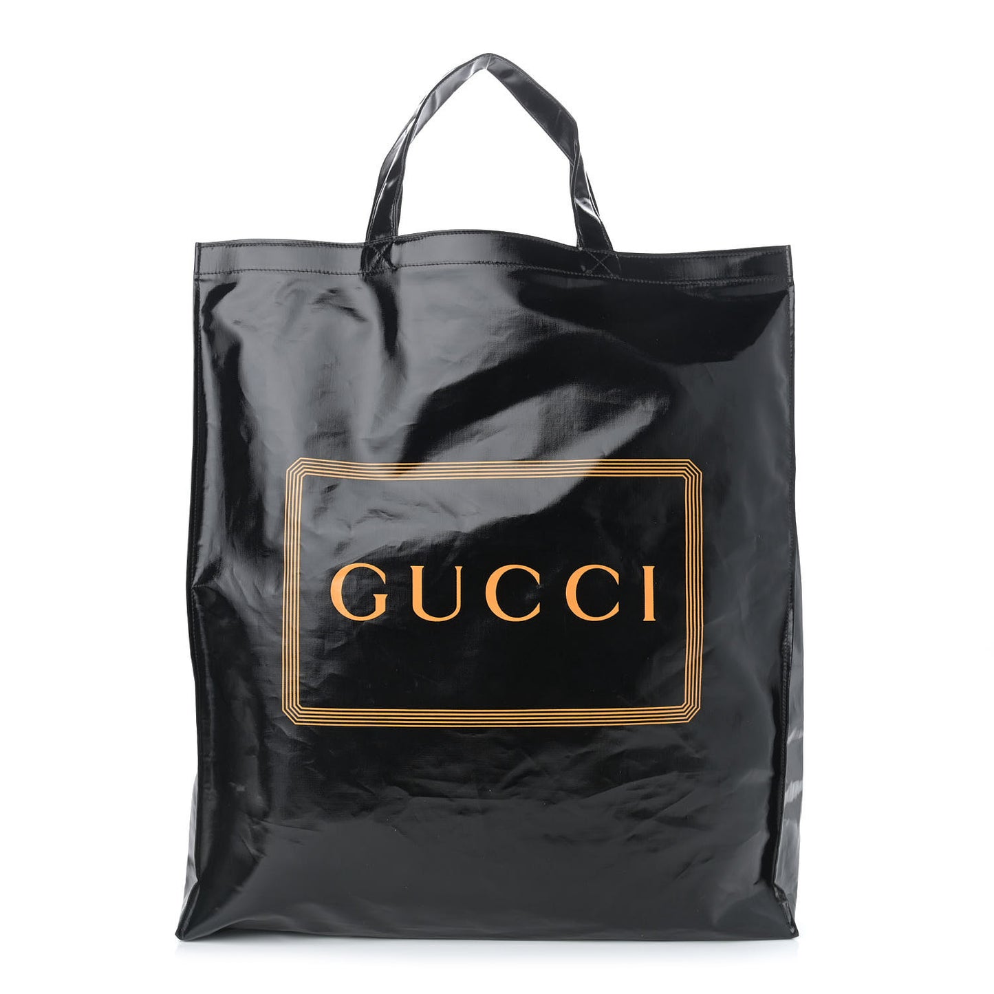 Patent Canvas Frame Logo Vertical Tote Black Crop