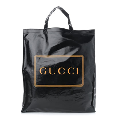 Gucci Patent Canvas Frame Logo Vertical Tote Black Crop 1 of 10