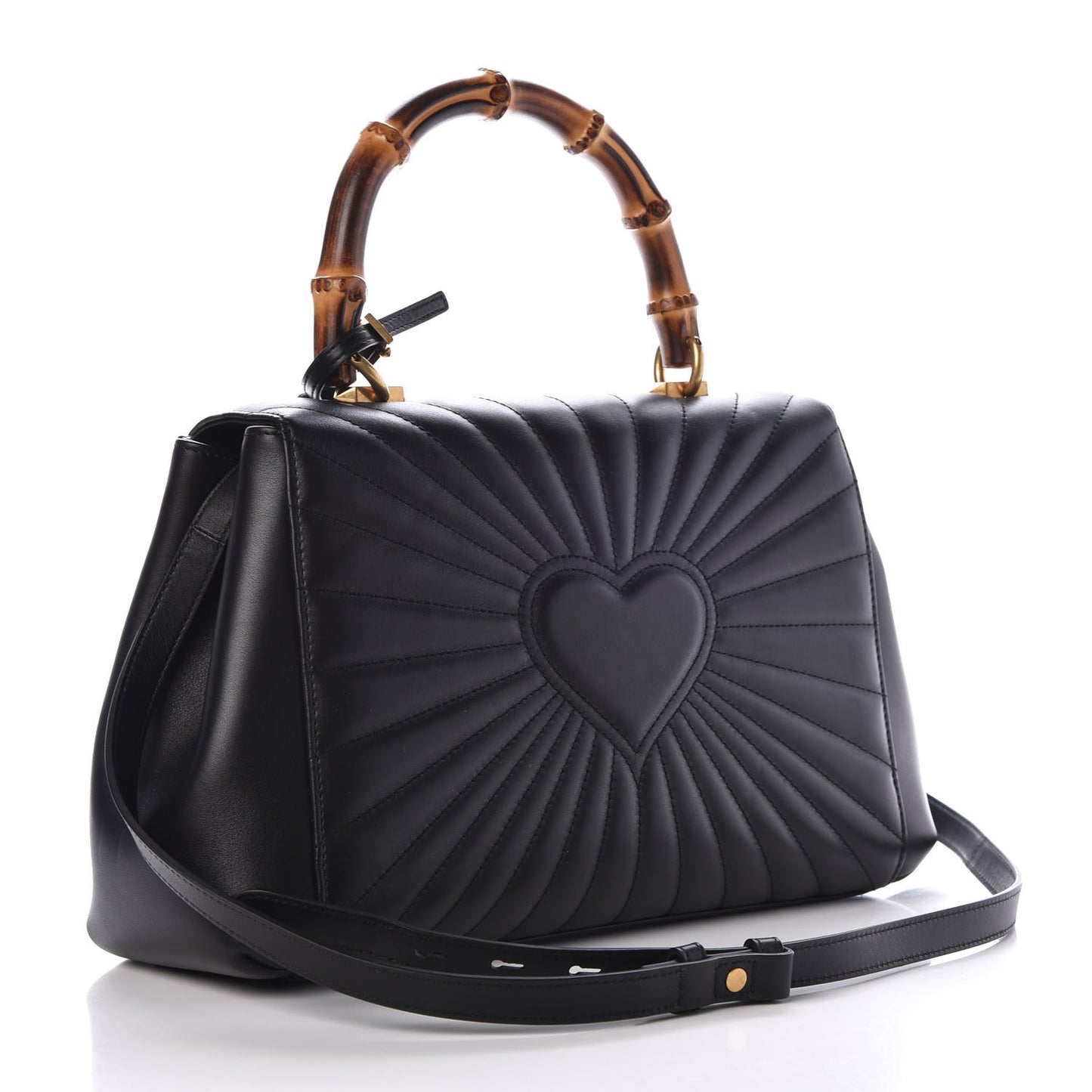 Calfskin Bamboo Trapuntata Queen Margaret Top Handle Bag Black