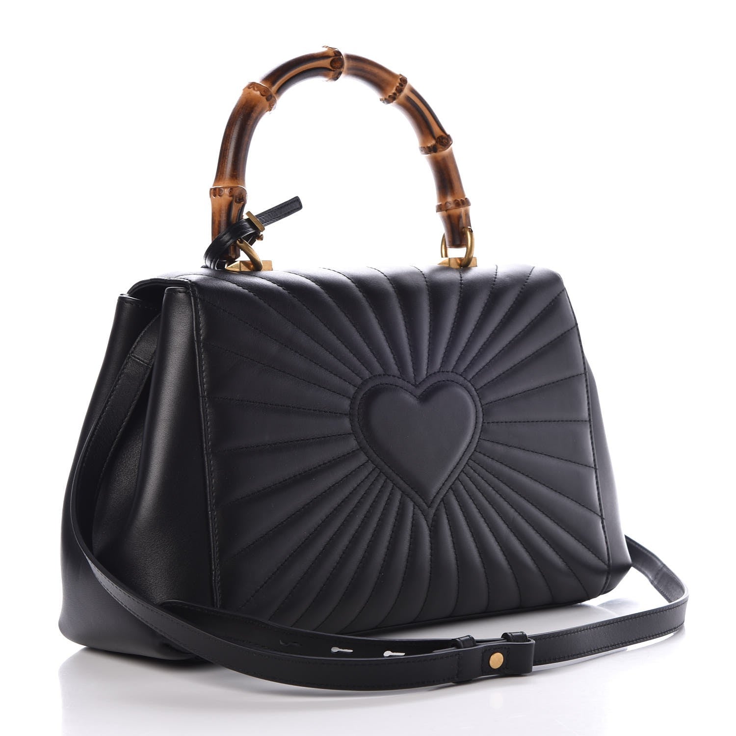 Gucci Calfskin Bamboo Trapuntata Queen Margaret Top Handle Bag Black 4 of 8