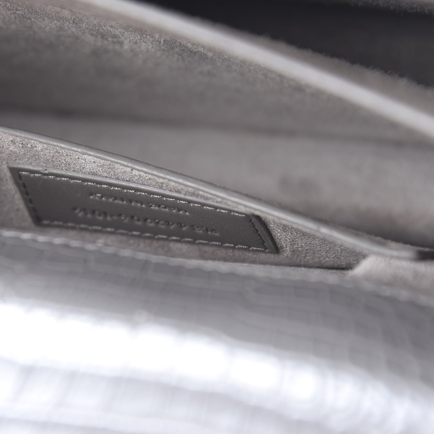 Calfskin Crocodile Embossed Medium Monogram Sunset Fog