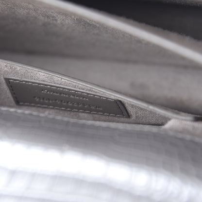 Saint Laurent Calfskin Crocodile Embossed Medium Monogram Sunset Fog 7 of 11