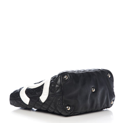 Chanel Calfskin Quilted Large Cambon Tote Black White 3 of 11