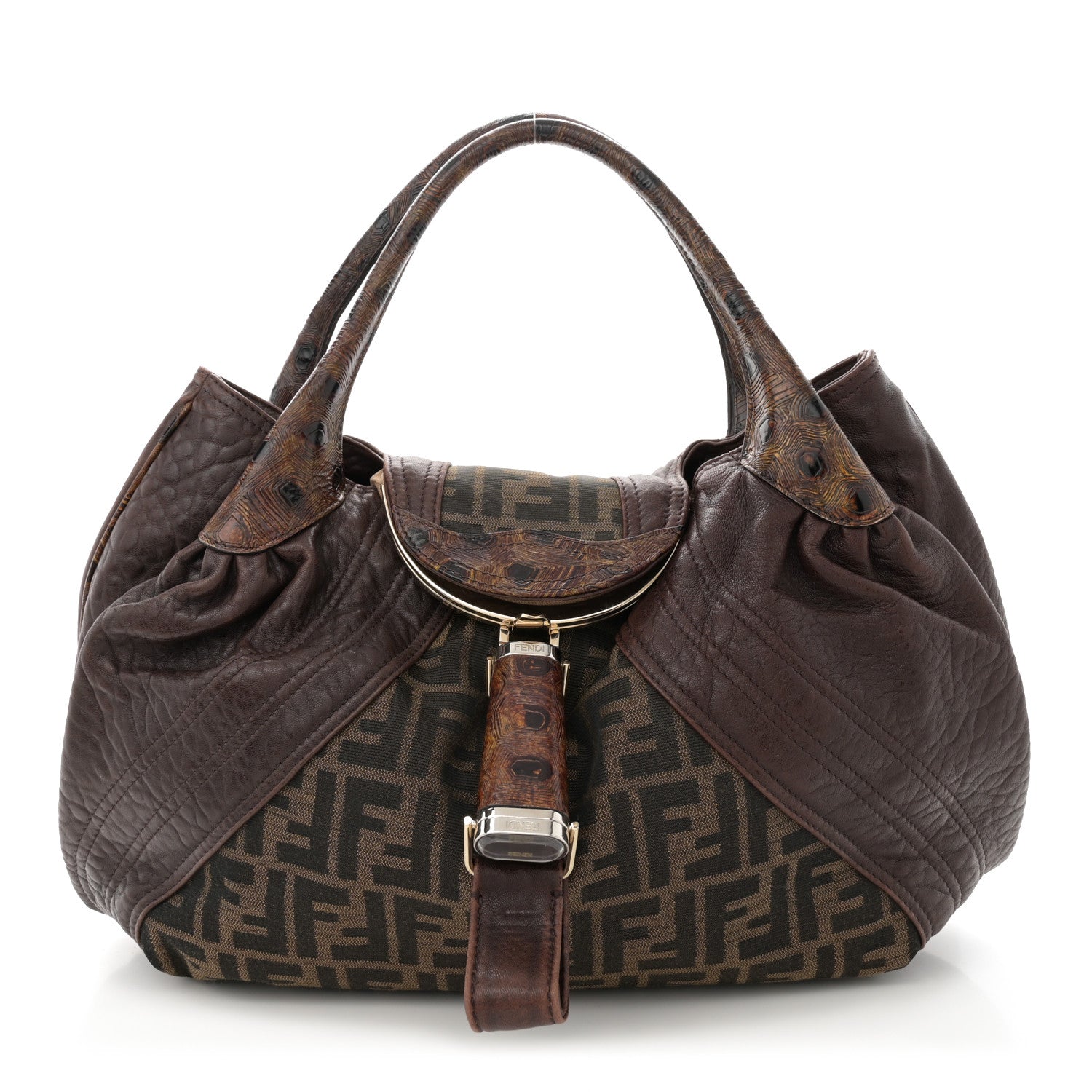 Fendi Zucca Nappa Nuvolata Vitello Tortuga Spy Tobacco Moro 1 of 13