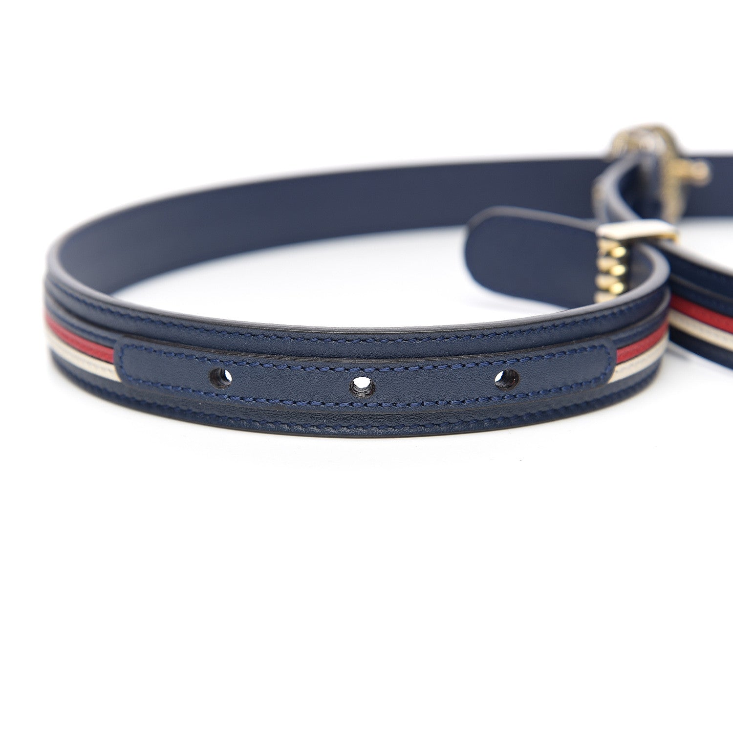 Gucci Calfskin Sylvie Stripe Torchon Double G 20mm Belt 90 36 Maritime Hibiscus Red Mystic White 4 of 5