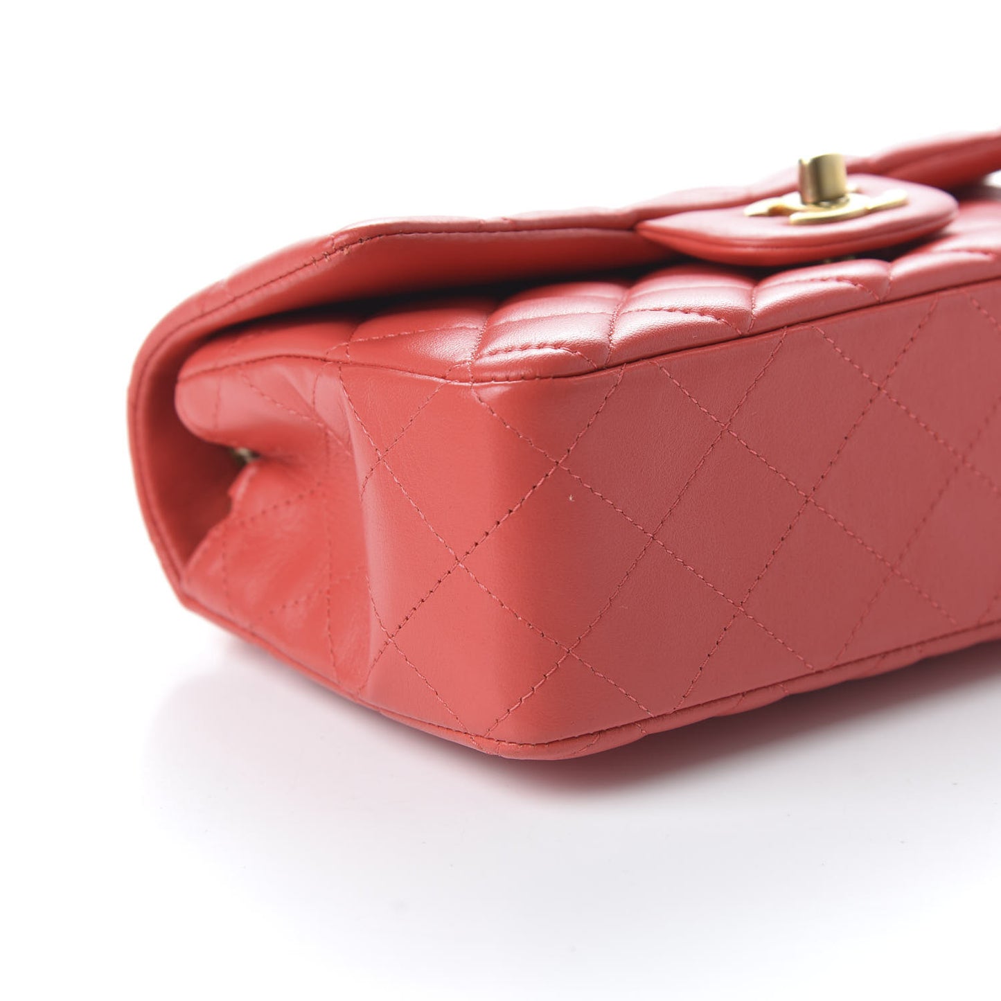 Lambskin Quilted Mini Rectangular Flap Red