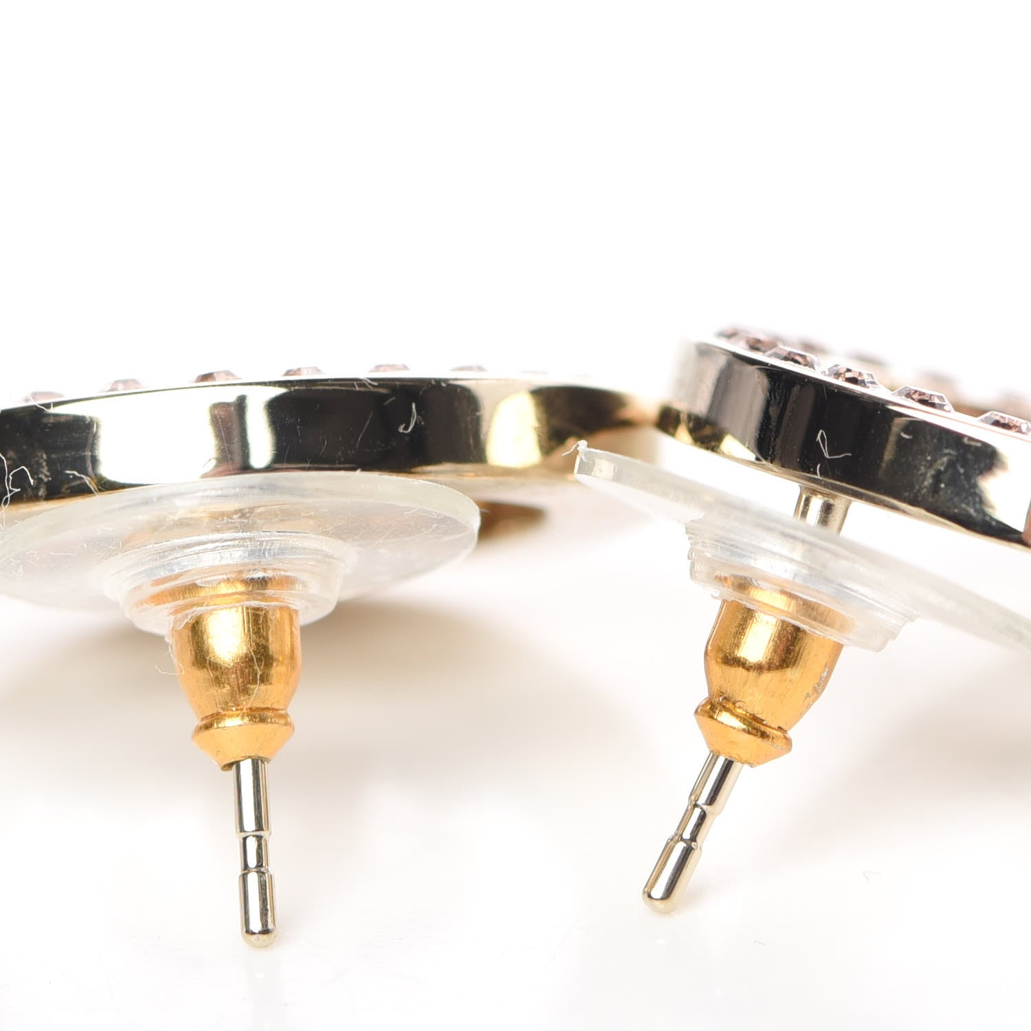 Chanel Crystal CC Earrings Pink Gold 3 of 5