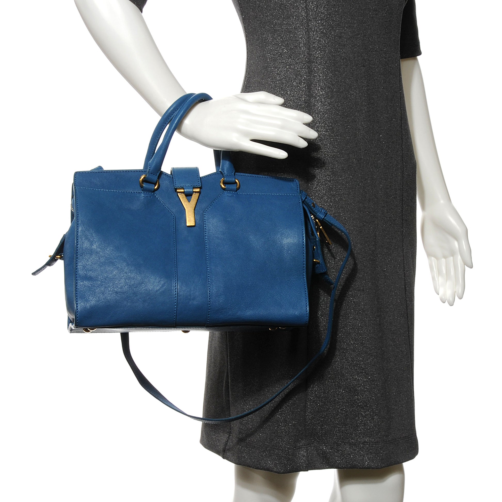 Saint Laurent Leather Mini Cabas ChYc Blue 2 of 8