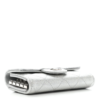 Chanel Metallic Caviar Quilted Classic 4 Key Holder Wallet Silver 4 of 10