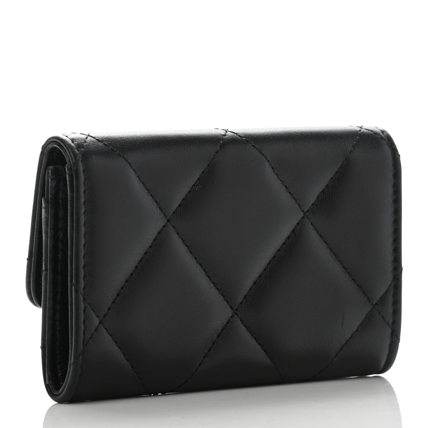 Chanel Lambskin Quilted Chanel 19 Flap Card Holder Black 3 of 9