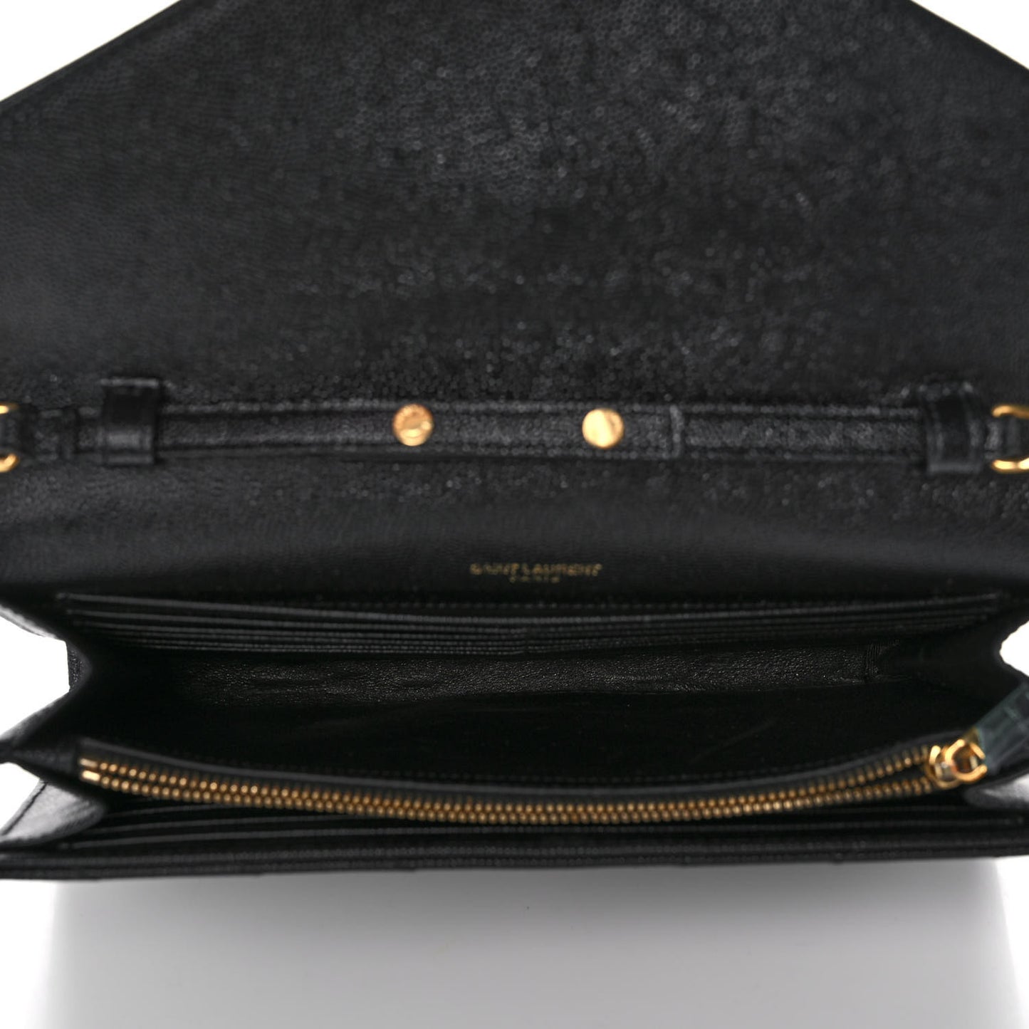 Grain De Poudre Matelasse Chevron Monogram Chain Wallet Black