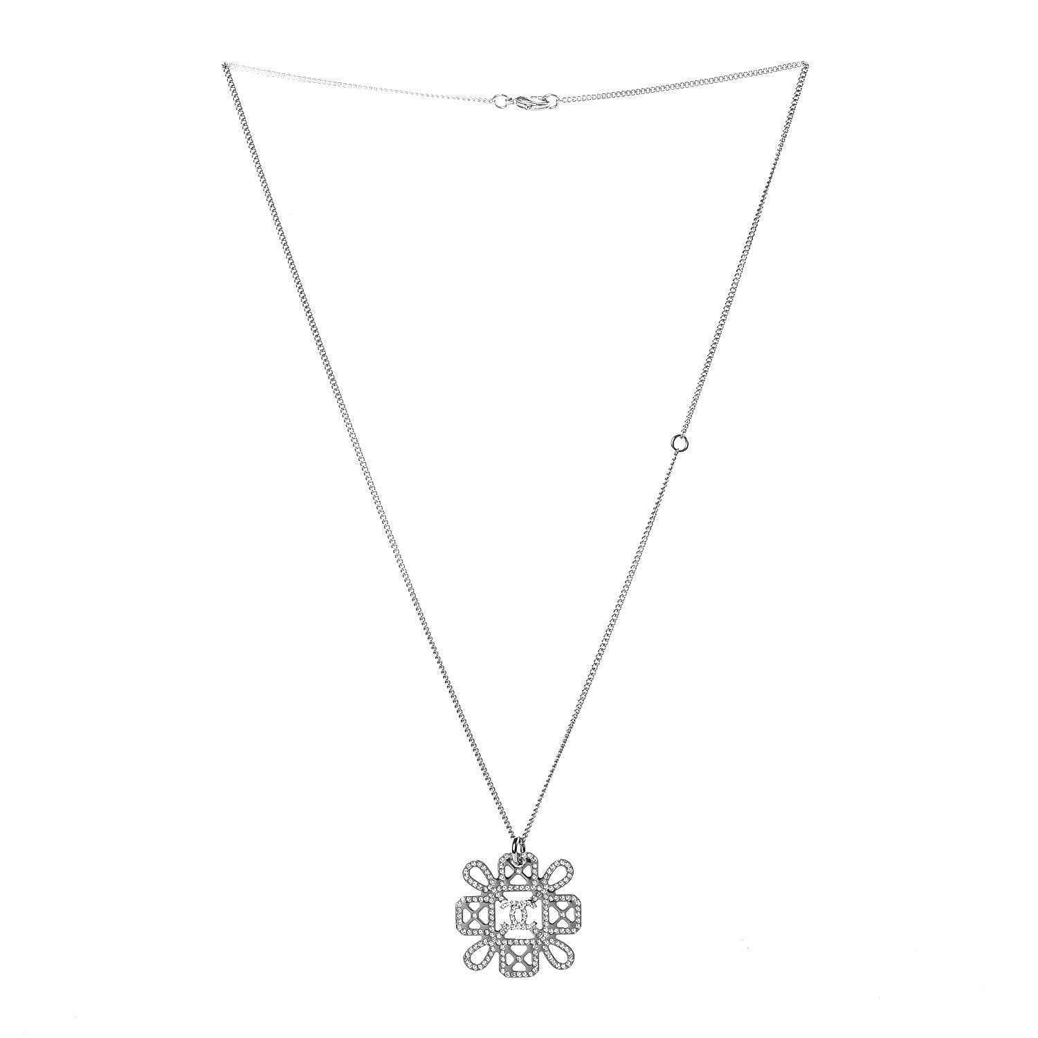 Chanel Crystal Strass Necklace Silver 3 of 4