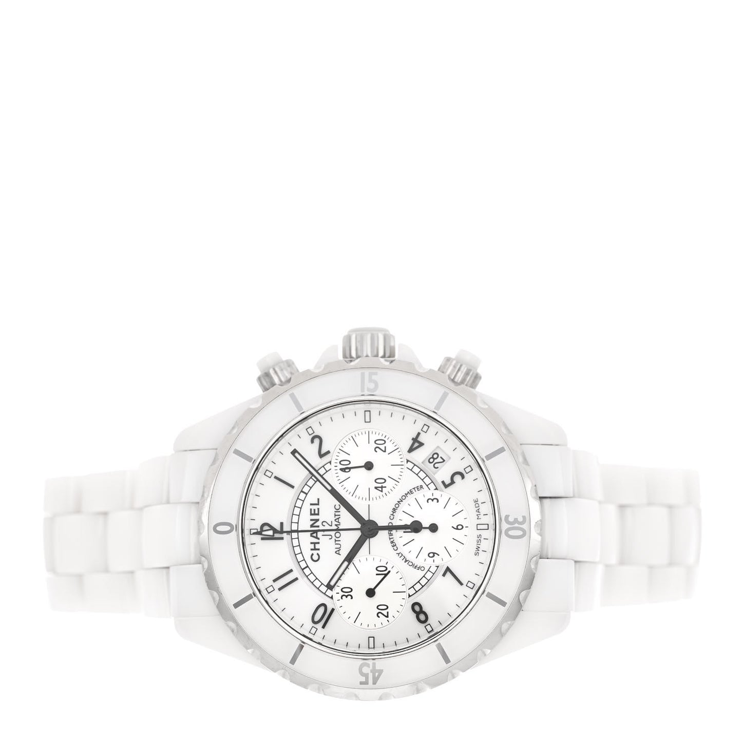 Stainless Steel Ceramic 41mm J12 Chronograph Automatic Watch White