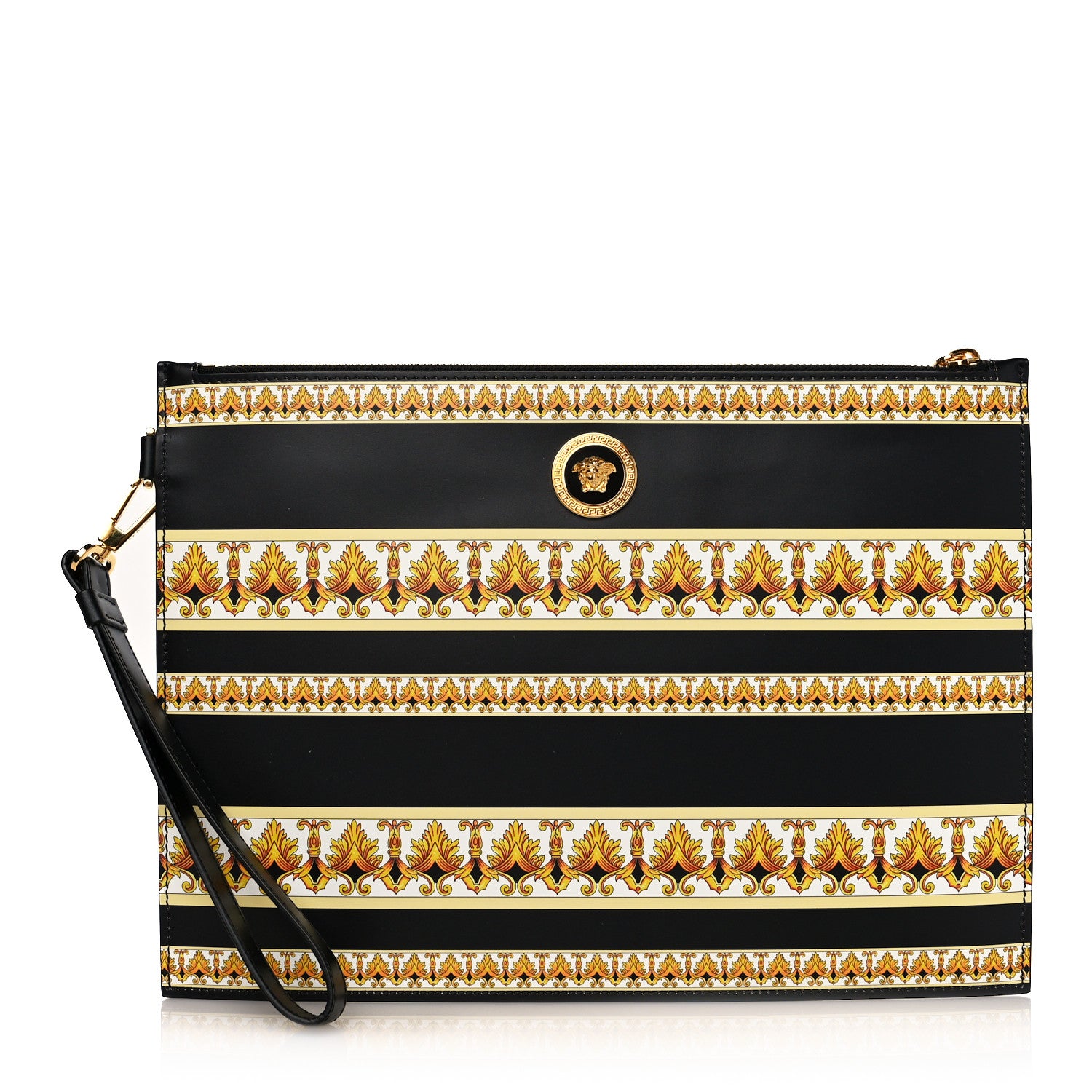 Versace Calfskin Baroque Print La Medusa Pouch Black 1 of 7