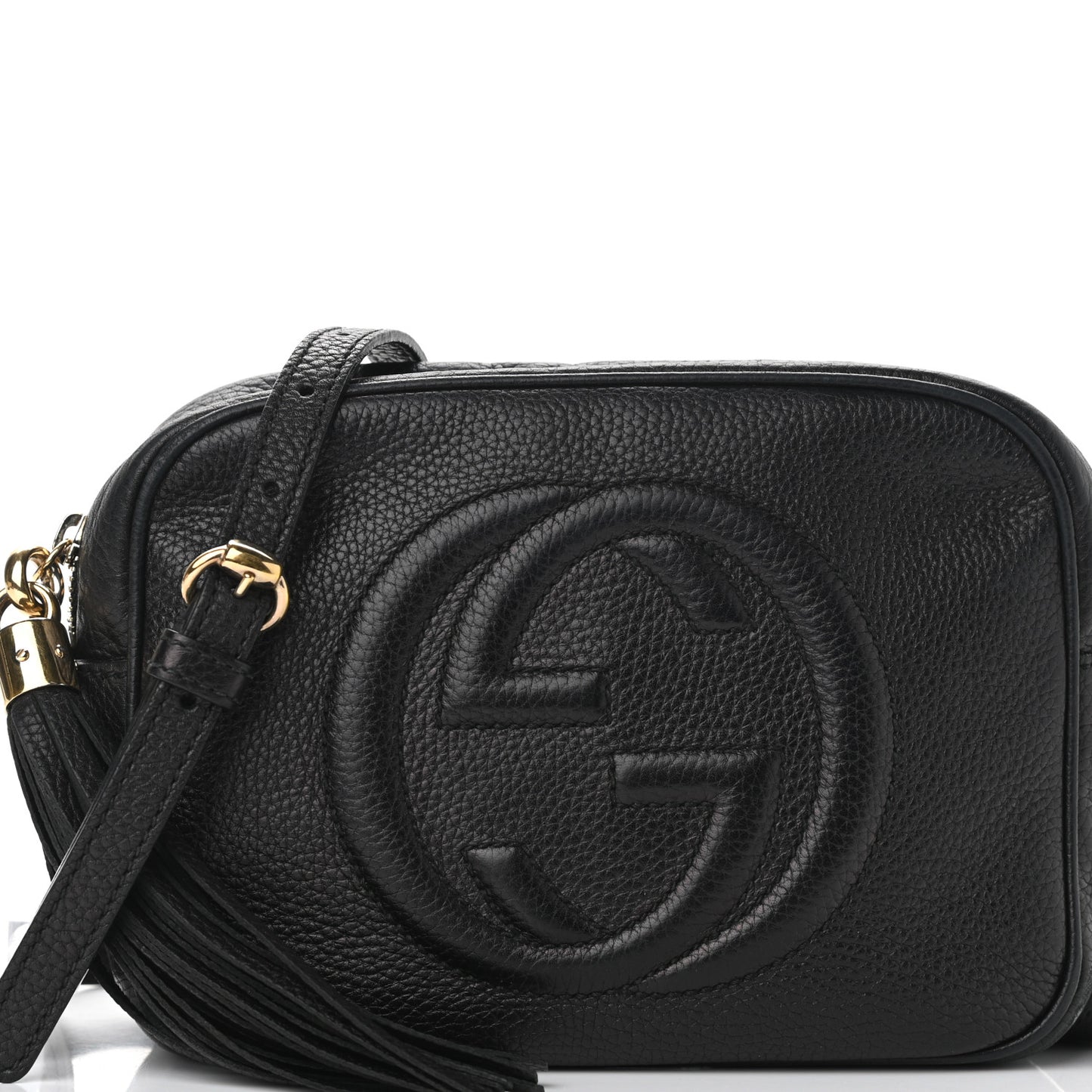 Pebbled Calfskin Small Soho Disco Bag Black
