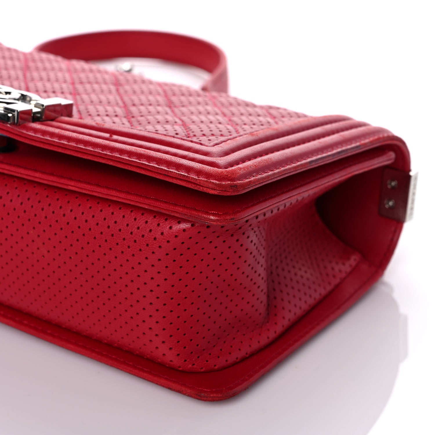 Chanel Perforated Lambskin Quilted Medium Boy Flap Red 9 of 10