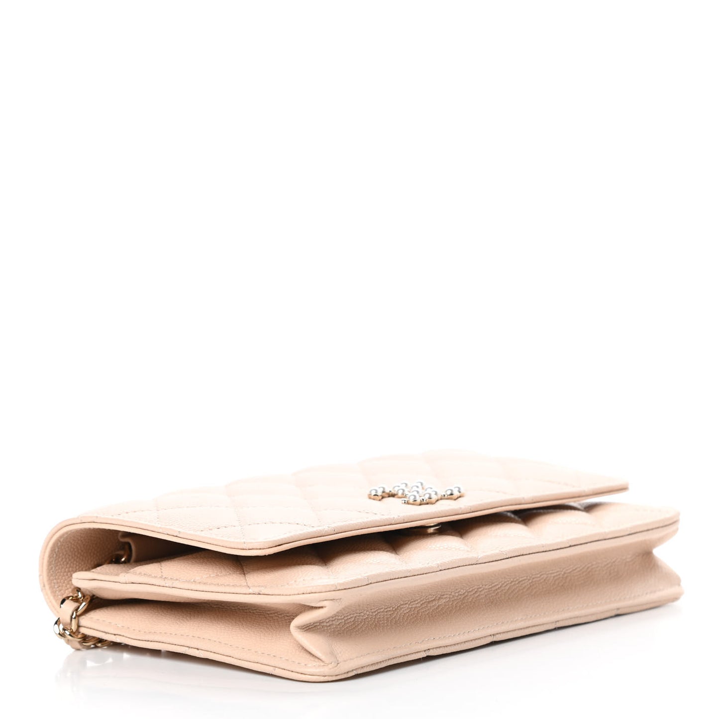 Caviar Quilted Coco Candy Wallet On Chain WOC Beige