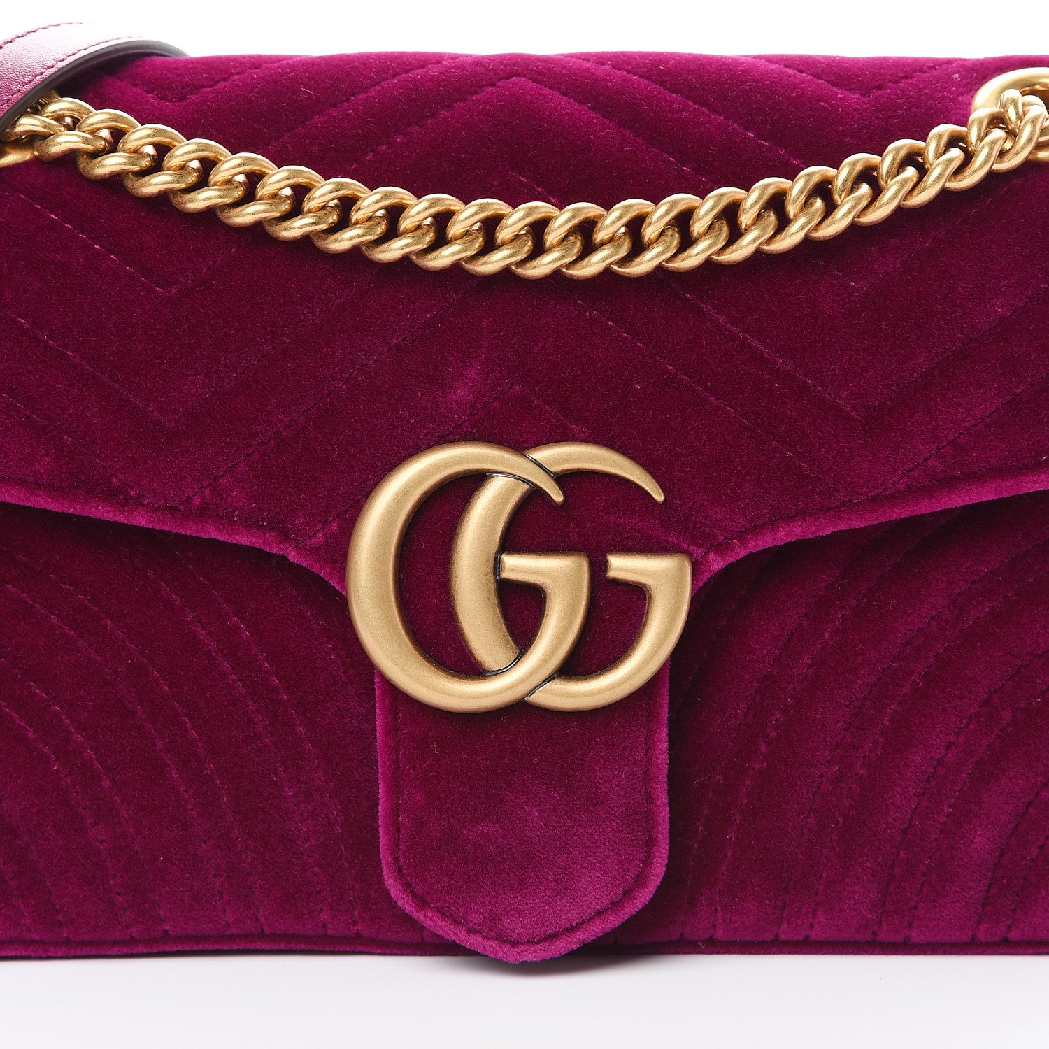 Gucci Velvet Matelasse Small GG Marmont Shoulder Bag Fuchsia Violet Cyclamen 7 of 10