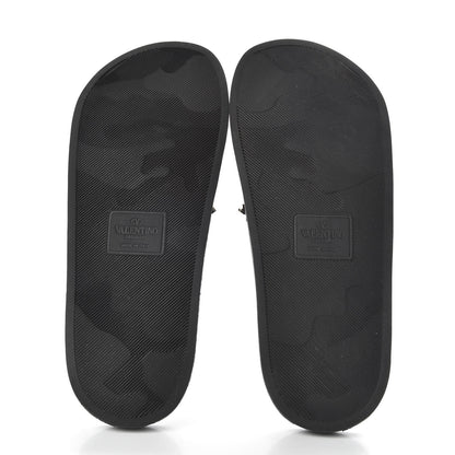 Valentino Garavani Rubber Rockstud Slide Sandals 40 Black 5 of 9