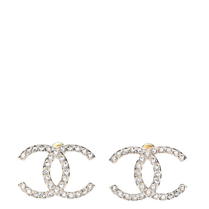 Chanel Baguette Crystal High Society CC Earrings Gold 1 of 5