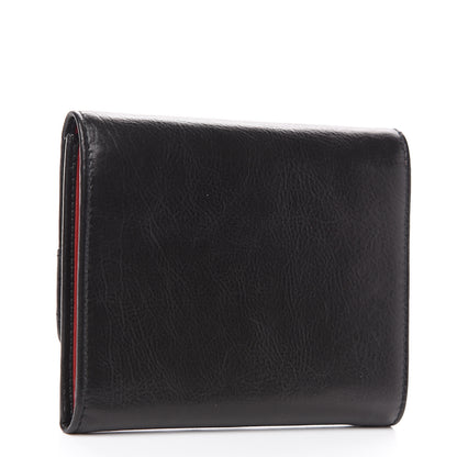 Prada Soft Calfskin Strip Tri-Fold Compact Wallet Black 2 of 8