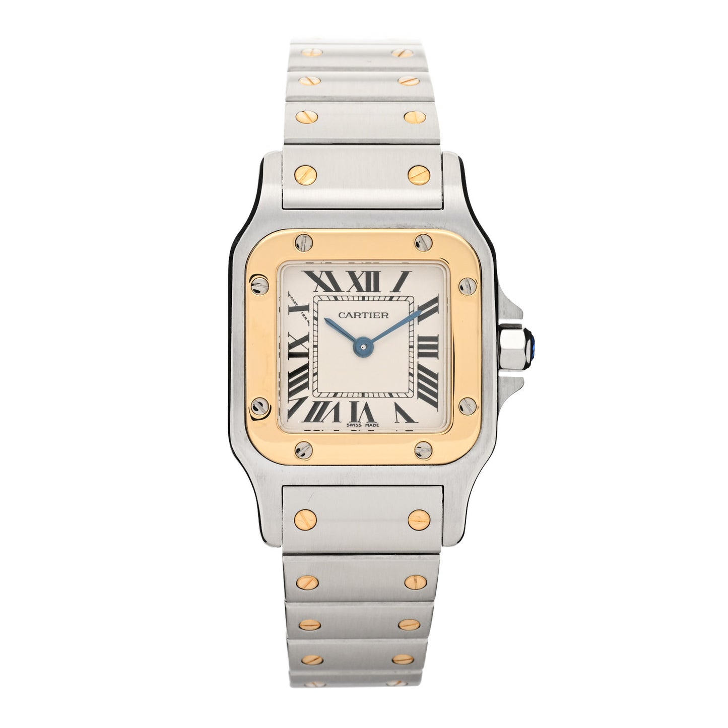 Stainless Steel 18K Yellow Gold 24mm Santos De Cartier Galbee Quartz Watch