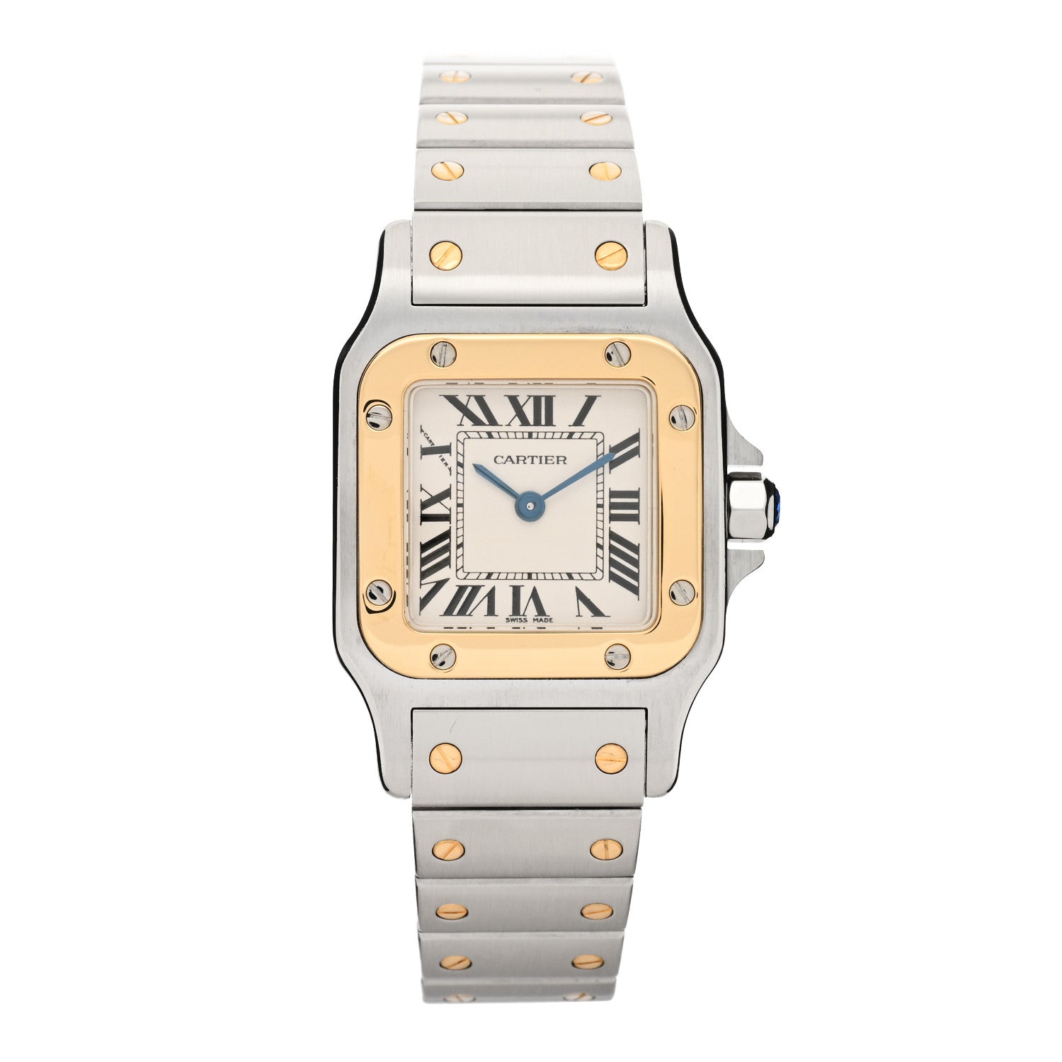 Cartier Stainless Steel 18K Yellow Gold 24mm Santos De Cartier Galbee Quartz Watch 1 of 4