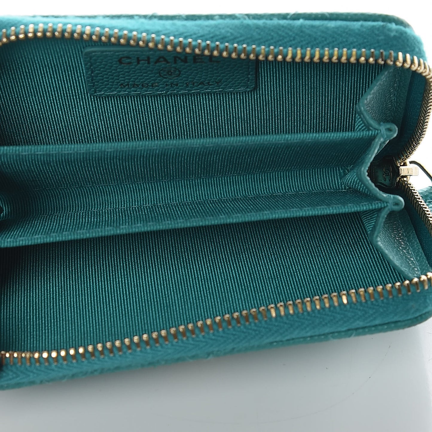 Caviar Quilted Zip Coin Purse Turquoise