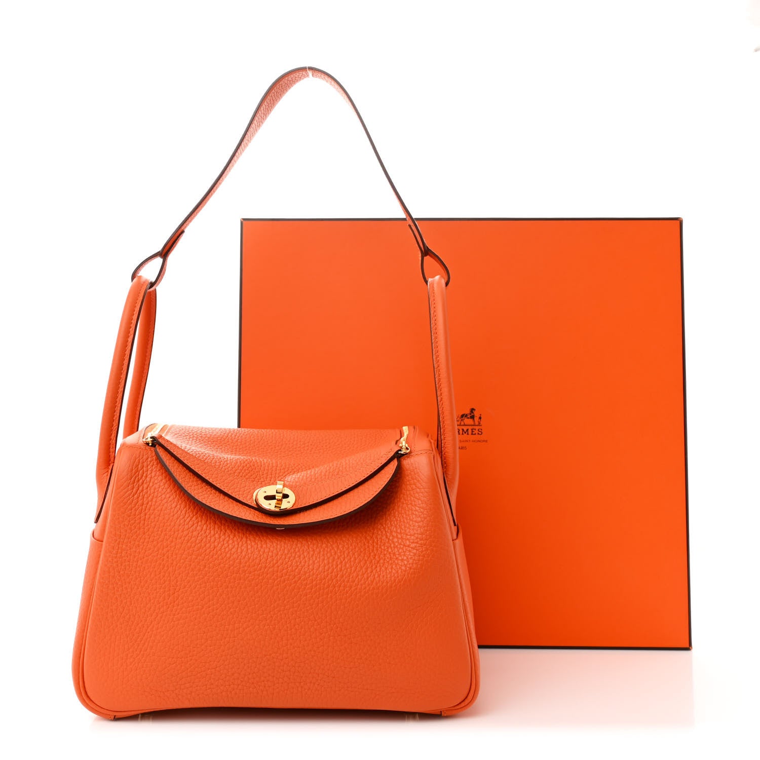 Hermes Taurillon Clemence Lindy 26 Orange 13 of 13