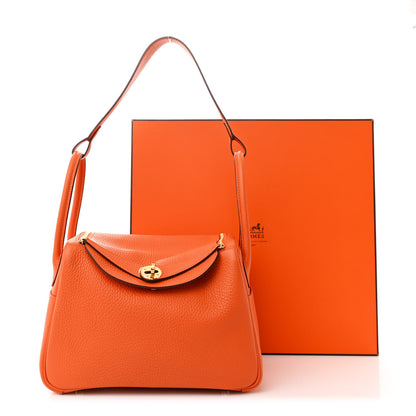 Hermes Taurillon Clemence Lindy 26 Orange 13 of 13