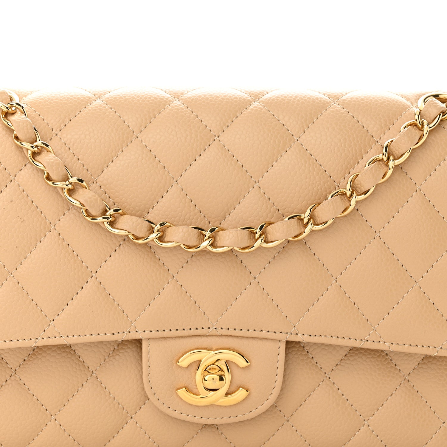Chanel Caviar Quilted Medium Double Flap Beige 8 of 13