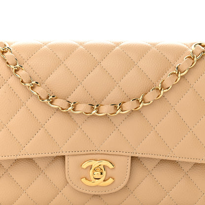 Chanel Caviar Quilted Medium Double Flap Beige 8 of 13