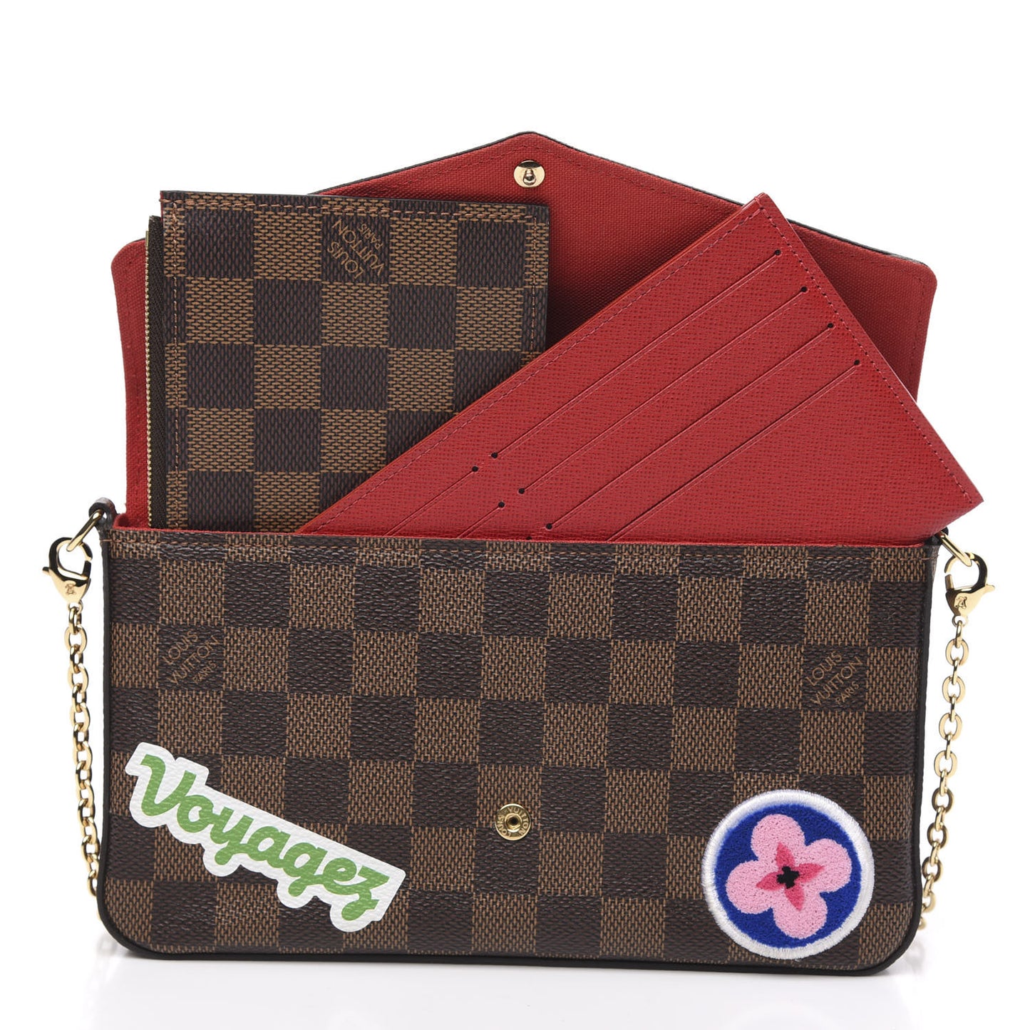 Damier Ebene LV Stories Pochette Felicie Chain Wallet