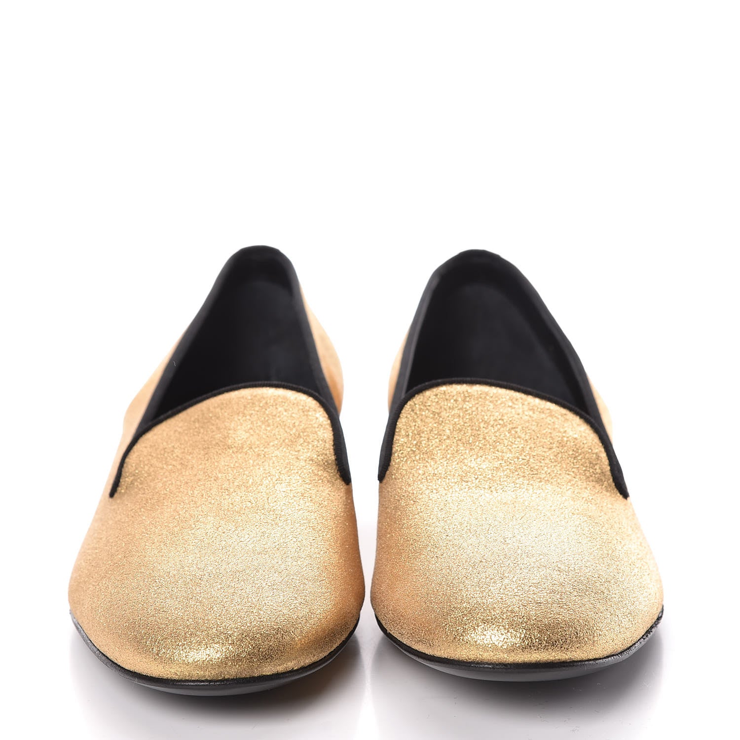 Saint Laurent Metallic Calfskin Smoking Slipper Flat Loafers 39 Gold 2 of 11