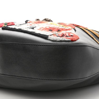 Gucci Calfskin Dog Embroidered Large Dionysus Hobo Black 9 of 10