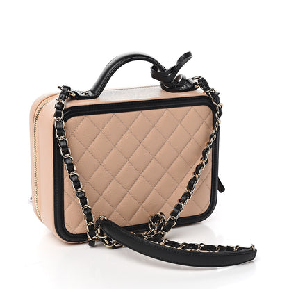 Chanel Caviar Quilted Medium CC Filigree Vanity Case Beige Black 2 of 10