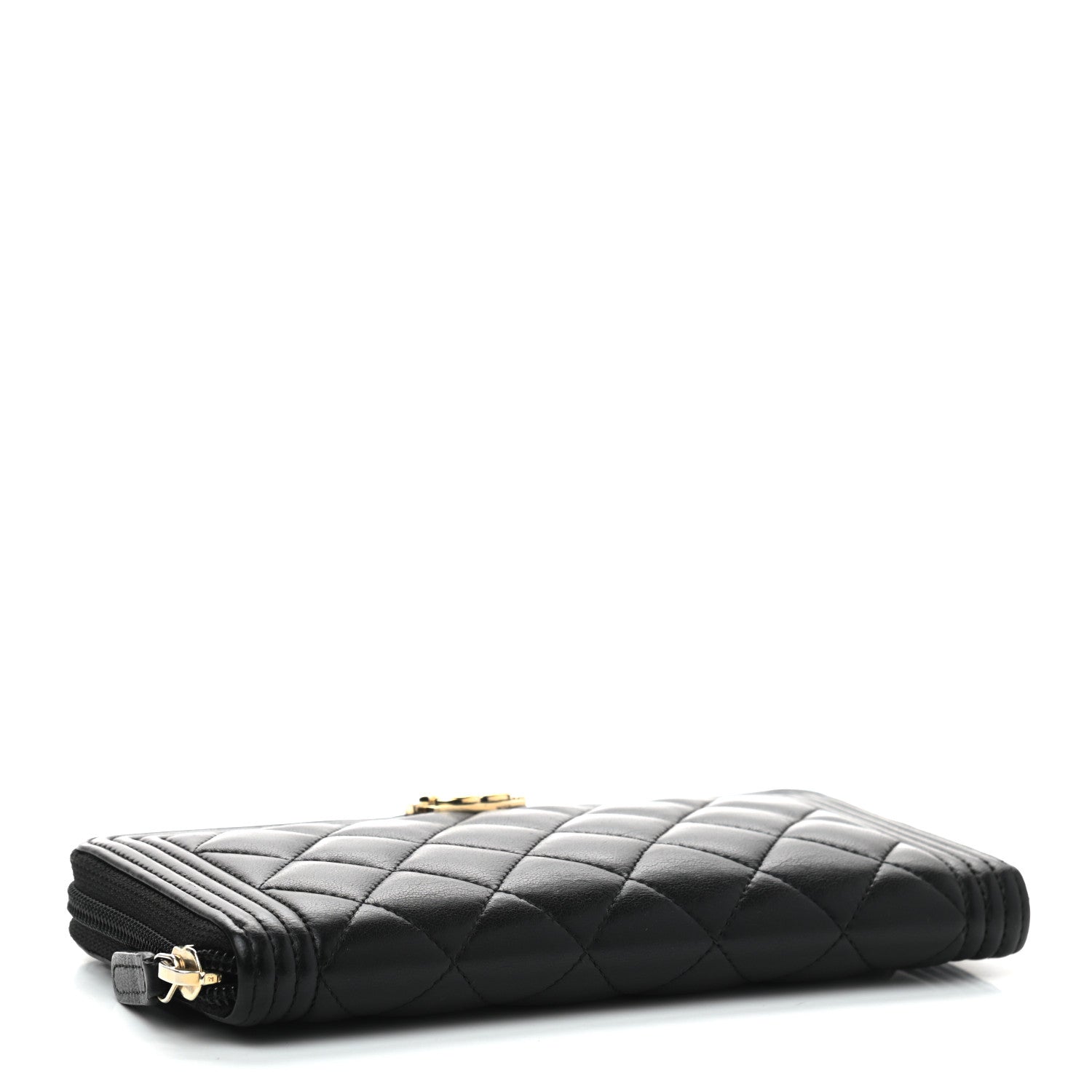 Chanel Lambskin Quilted Boy Zip Around Wallet Black 4 of 8