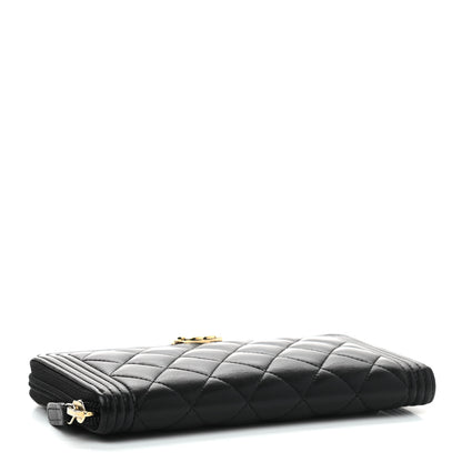 Chanel Lambskin Quilted Boy Zip Around Wallet Black 4 of 8