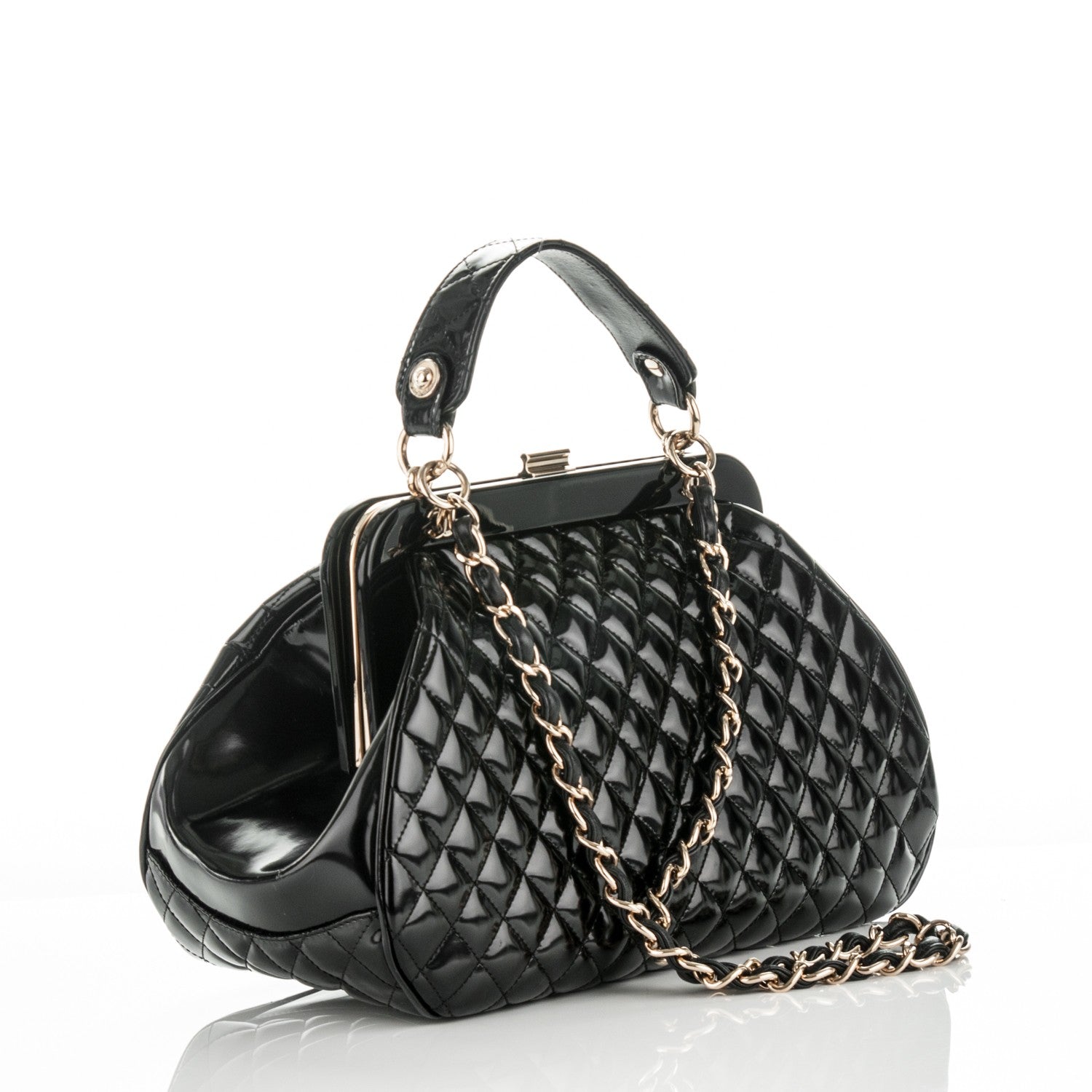 Chanel Glazed Calfskin Quilted Small Mademoiselle Frame Bag Black 3 of 7