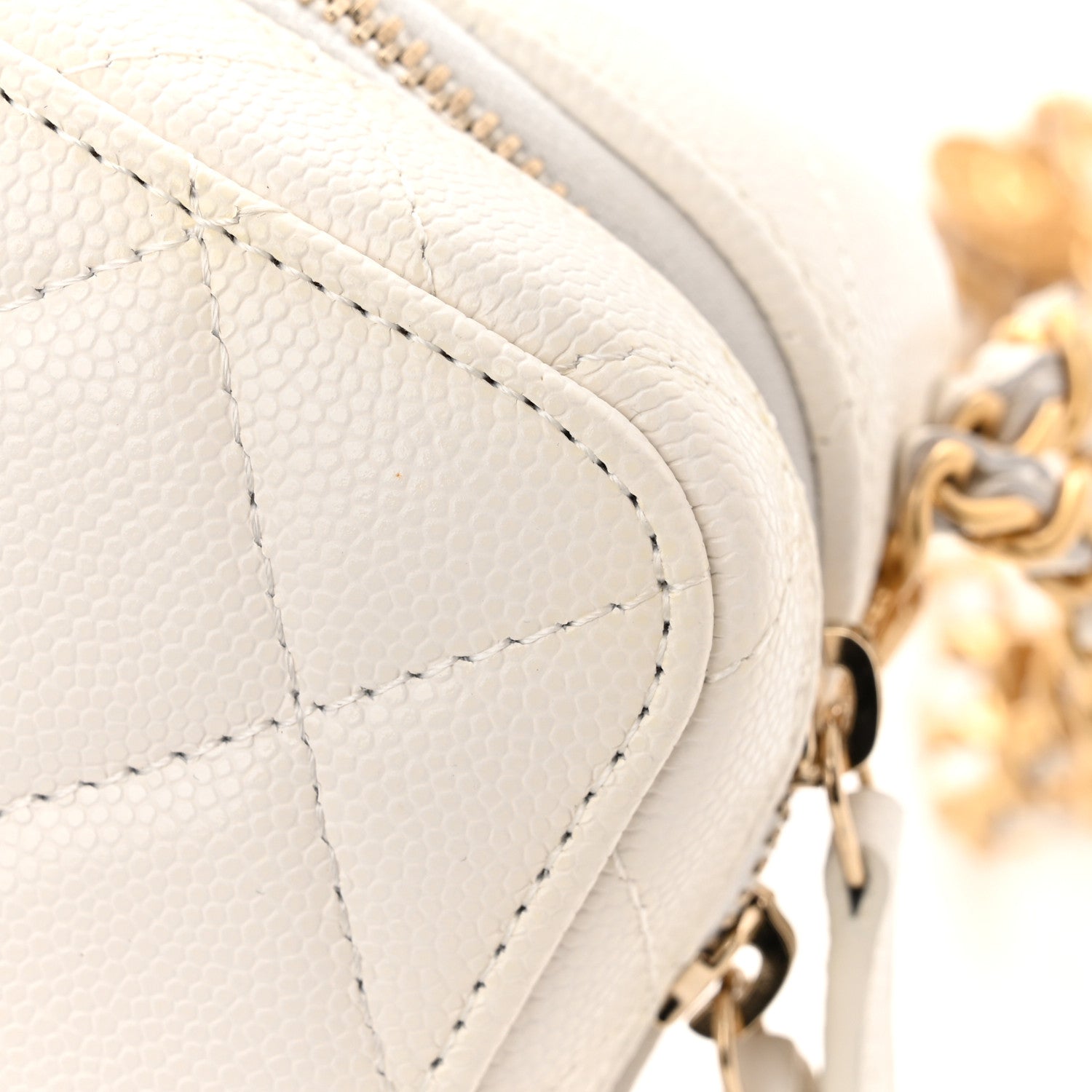 Chanel Caviar Quilted Twist Your Buttons Clutch With Chain White 12 of 14