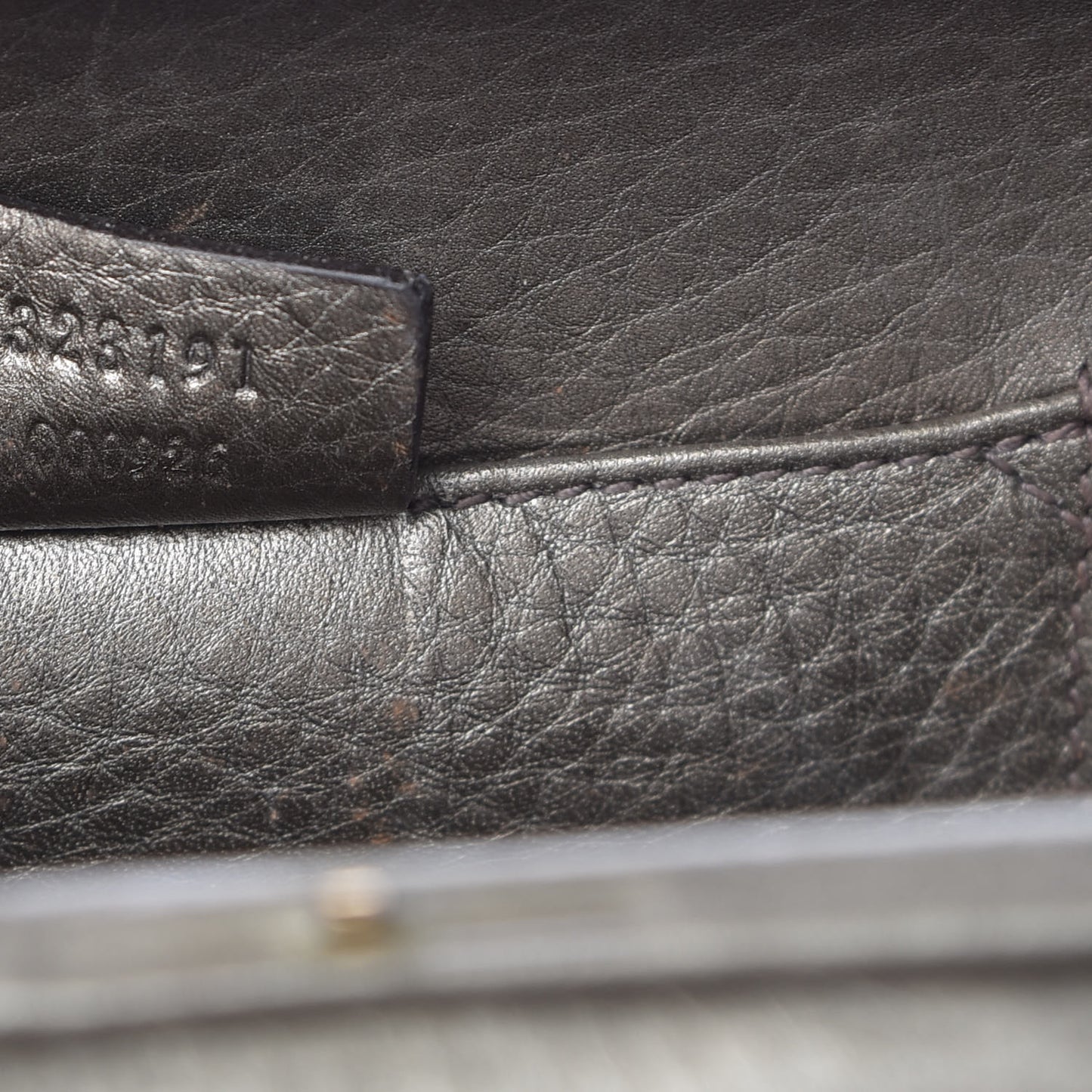 Metallic Pebbled Calfskin Soho Hard Case Clutch Golden Beige