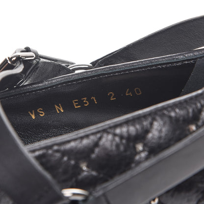 Valentino Garavani Crackled Lambskin Rockstud Spike Captoe Ballerina Flats 40 Black 8 of 9